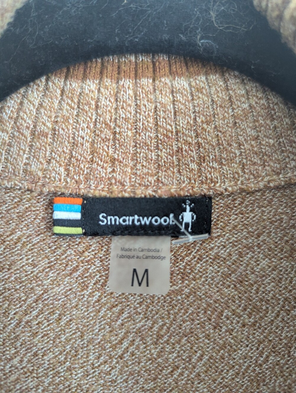 Mens Smartwool Sparwood 1/4 Zip Sweater Tan Merino Wool Blend - Picture 6 of 7